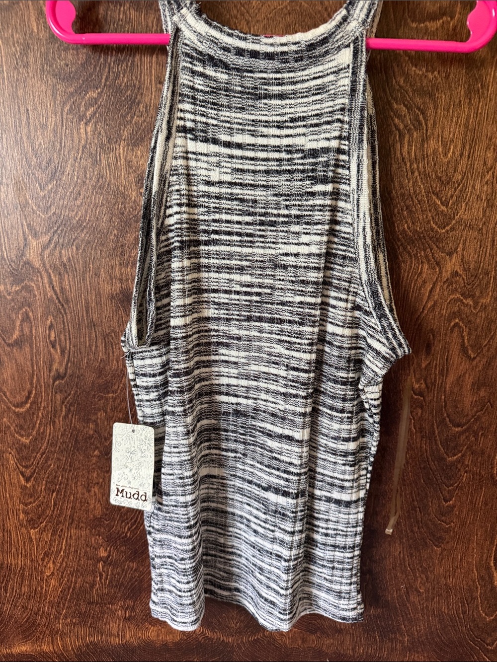 Mudd Black & White Striped Knit Racerback Tank
